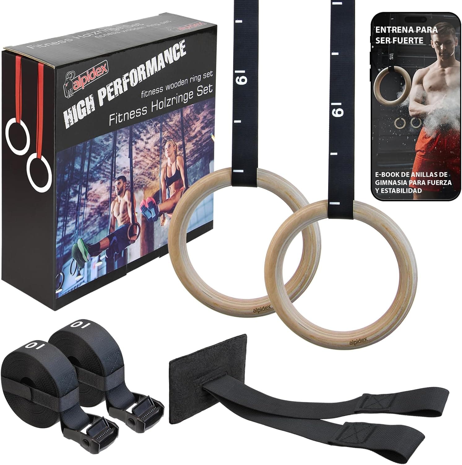 Anillas de gimnasia de madera (Amazon)